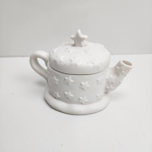Hallmark Houston Harvest Christmas 3 Praying Angels & Stars Small Ceramic Teapot - Picture 3 of 6